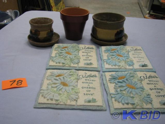 lot 78 image: three pots for planting and 4 Mothe...