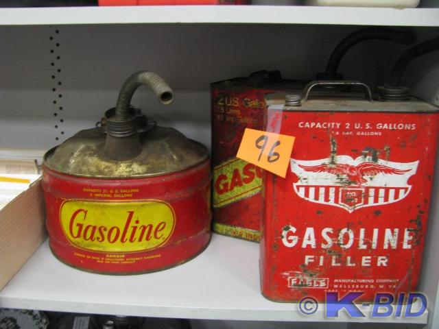 lot 96 image: three vintage gas cans