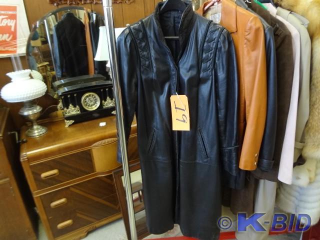 Leather Topcoat, neat stitching, sz...