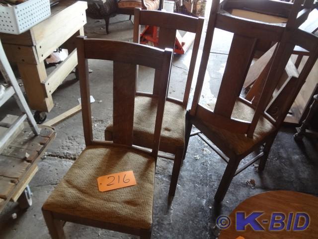 (4) Tall Back Oak Chairs
