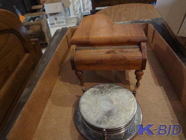 Thorens Music Box, silver coasters