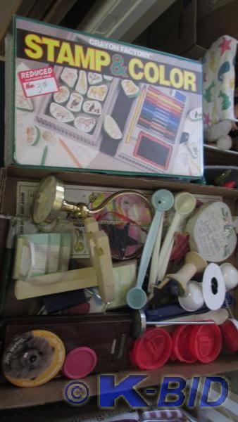 misc grab box , stamps, new tupperw...
