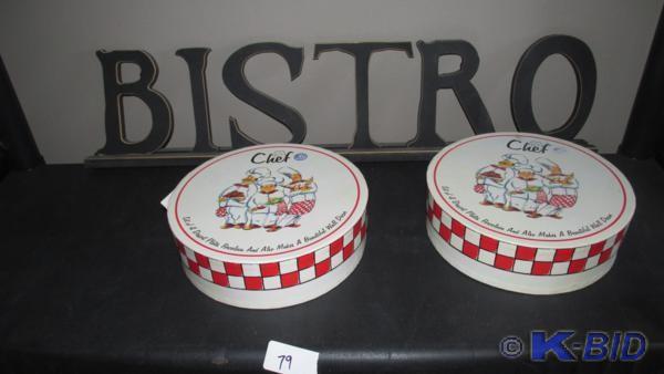 BISTRO letters and two sets of 4 ea...