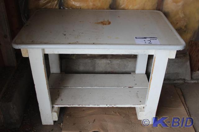 lot 12 image: Wooden Table, White, with under she...