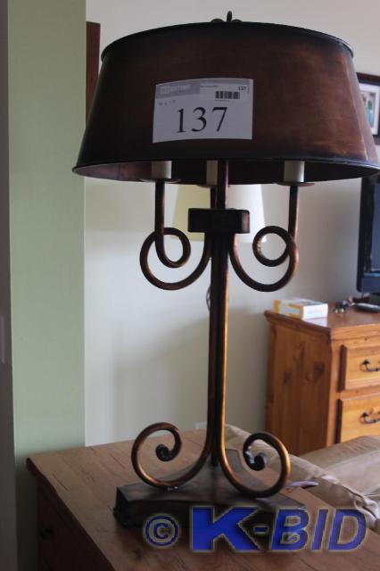 lot 137 image: Decorative, Lamp, 3 Bulb, 17 W x 3...