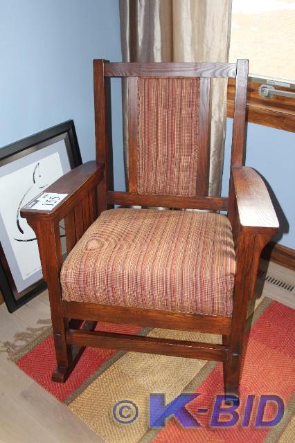 lot 155 image: Wooden, Rocking Chair, Cushioned Se...