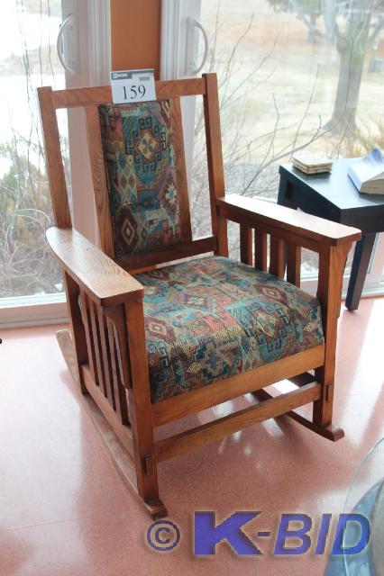 lot 159 image: Wooden, Rocking Chair, Cushion Seat...