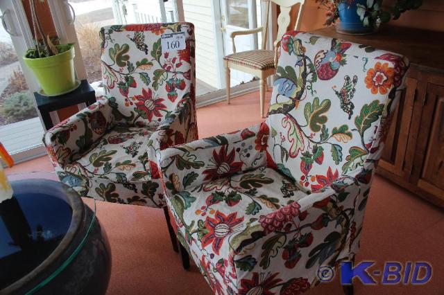lot 160 image: Lot of (2) Flower, Sun Room Chairs,...