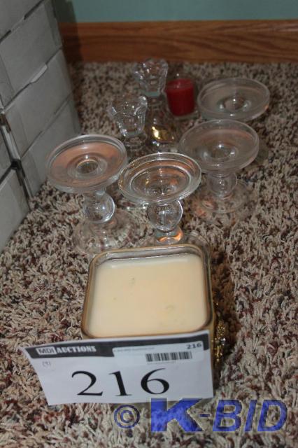 lot 216 image: Lot of (9) Items (3) Candles, (6) ...