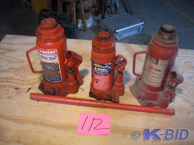 lot 112 image: 3 Hydraulic Jacks   1, 6 ton  2, 12...