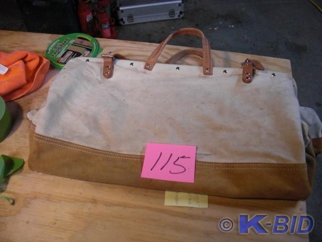lot 115 image: Tool Bag, leather and canvas, 20 in
