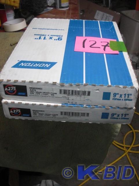 lot 127 image: 2 boxes, Norton 9 in x 11in P 150.....