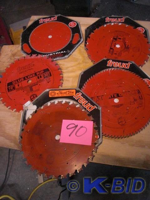 lot 90 image: 5 FREUD Saw Blades.. See closeup pi...