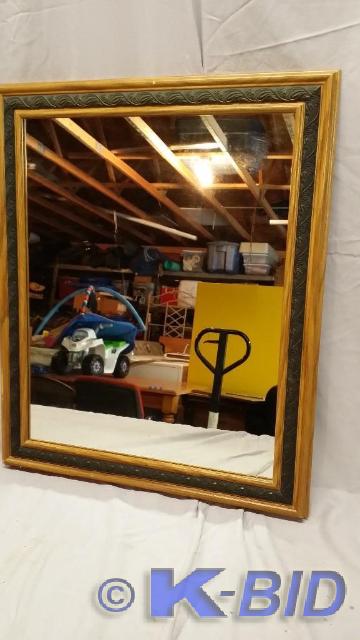 lot 15 image: Wood frame with black border mirror...