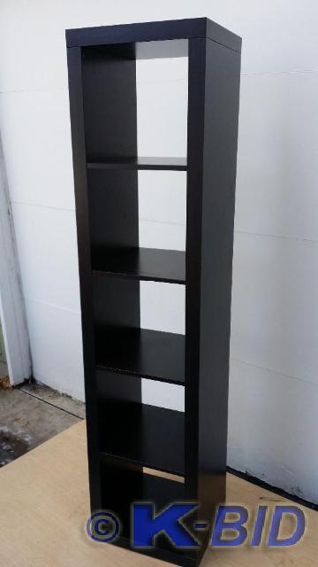 lot 6 image: Black 5 shelf cabinet. Measures 6 ...