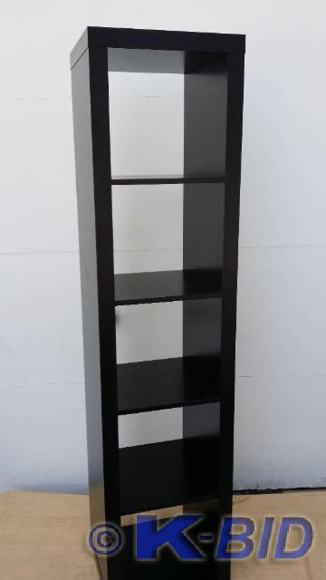 lot 7 image: Black 5 shelf cabinet. Measures 6 ...