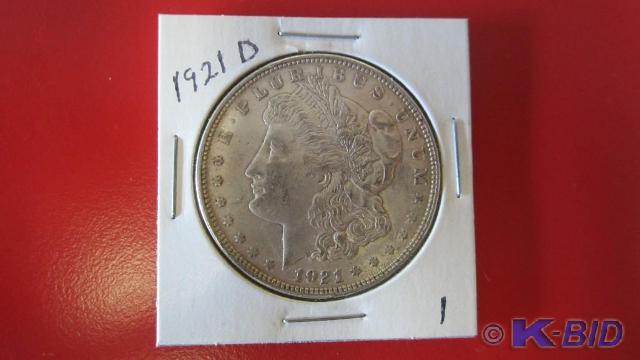 lot 1 image: 1921-D Morgan Silver Dollar