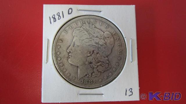 lot 13 image: 1881-O Morgan Silver Dollar