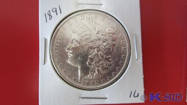 lot 16 image: 1891 Morgan Silver Dollar