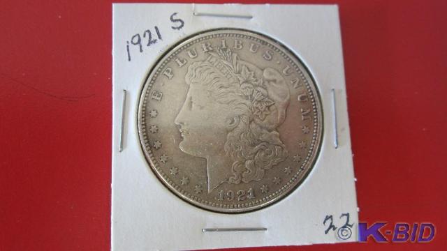 lot 22 image: 1921-S Morgan Silver Dollar