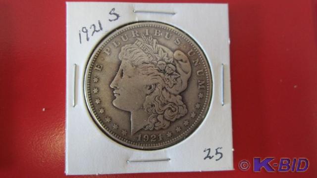lot 25 image: 1921-S Morgan Silver Dollar