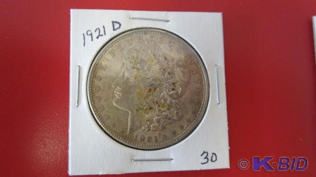 lot 30 image: 1921-D Morgan Silver Dollar