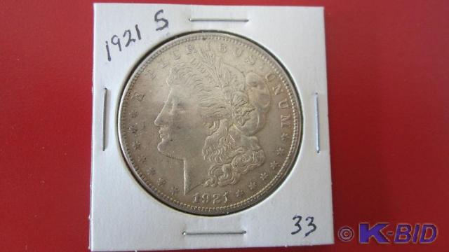 lot 33 image: 1921-S Morgan Silver Dollar