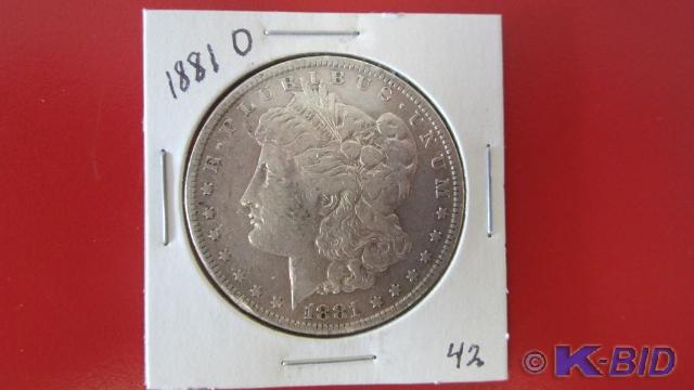 lot 42 image: 1881-O Morgan Silver Dollar