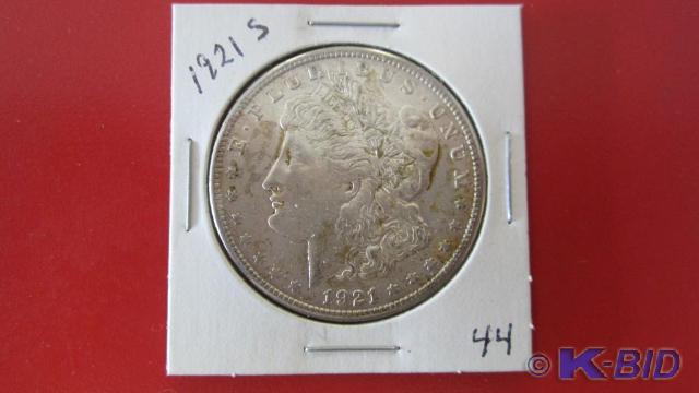 lot 44 image: 1921-S Morgan Silver Dollar