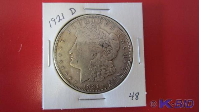 lot 48 image: 1921-D Morgan Silver Dollar