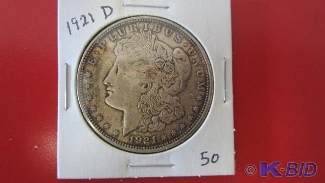 lot 50 image: 1921-D Morgan Silver Dollar