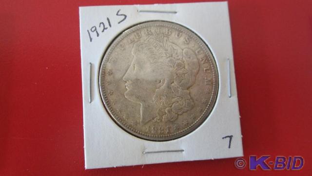 lot 7 image: 1921-S Morgan Silver Dollar