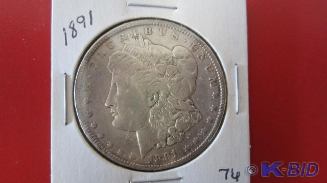 lot 76 image: 1891 Morgan Silver Dollar