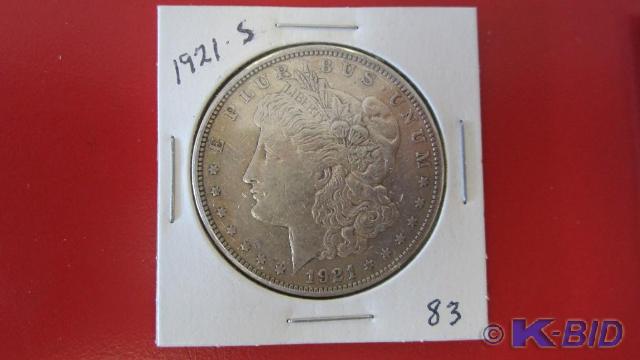 lot 83 image: 1921-S Morgan Silver Dollar