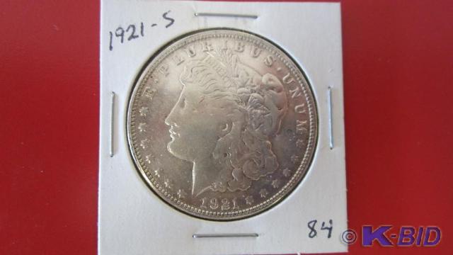 lot 84 image: 1921-S Morgan Silver Dollar