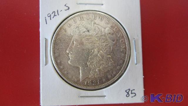 lot 85 image: 1921-S Morgan Silver Dollar