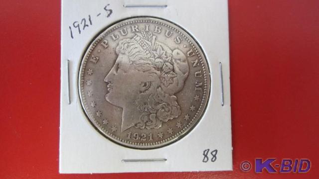 lot 88 image: 1921-S Morgan Silver Dollar
