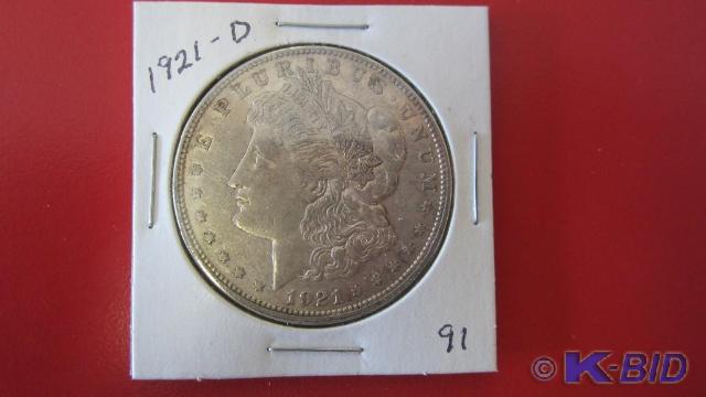 lot 91 image: 1921-D Morgan Silver Dollar