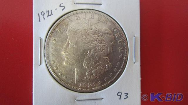 lot 93 image: 1921-S Morgan Silver Dollar