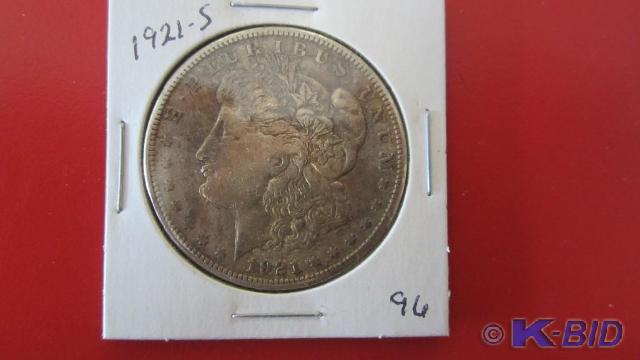 lot 96 image: 1921-S Morgan Silver Dollar