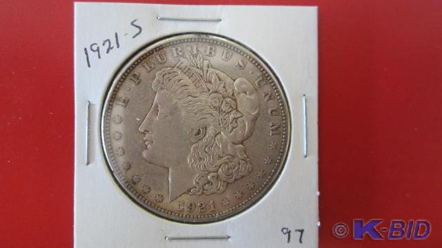 lot 97 image: 1921-S Morgan Silver Dollar
