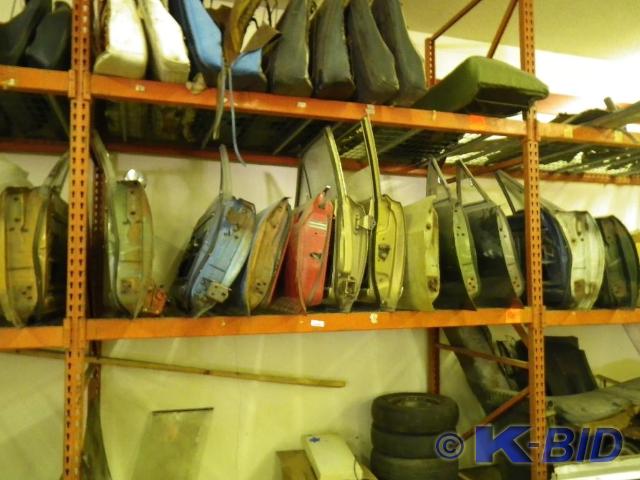 lot 9 image: Shelf lot of mopar muscle car doors