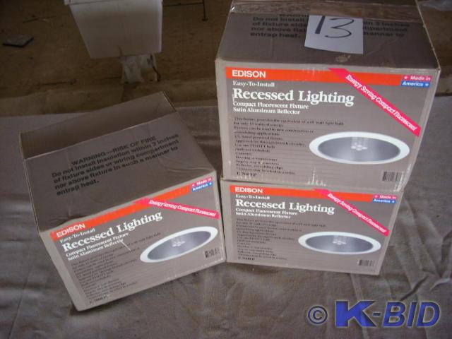 lot 13 image: 3 Edison recessed lights, flouresce...