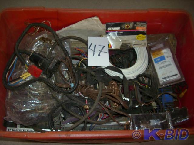 lot 47 image: tote of misc wire, truck and traile...
