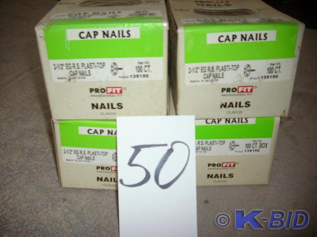lot 50 image: 4 boxes of 2-13 cap nails