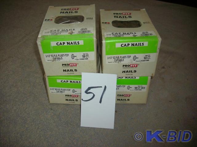 lot 51 image: 4 boxes of 2-13 cap nails