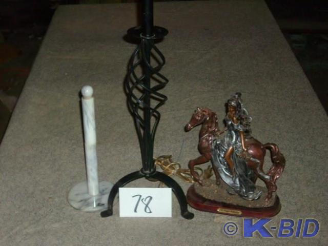 lot 78 image: The Peggys collection statue, lamp...