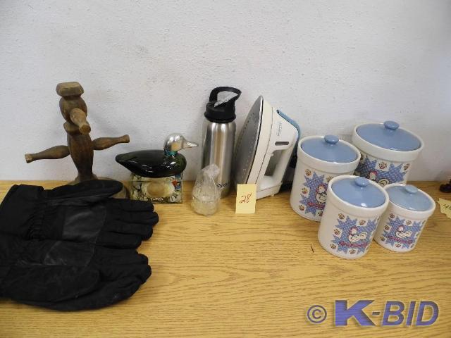 Lot Misc with Cannisters and Iron
