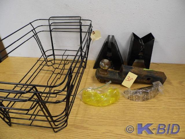 Lot of Misc wire baskets, saw horse...
