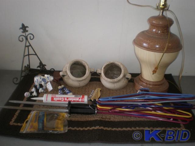Lamp with 2 pottery southwestern pl...